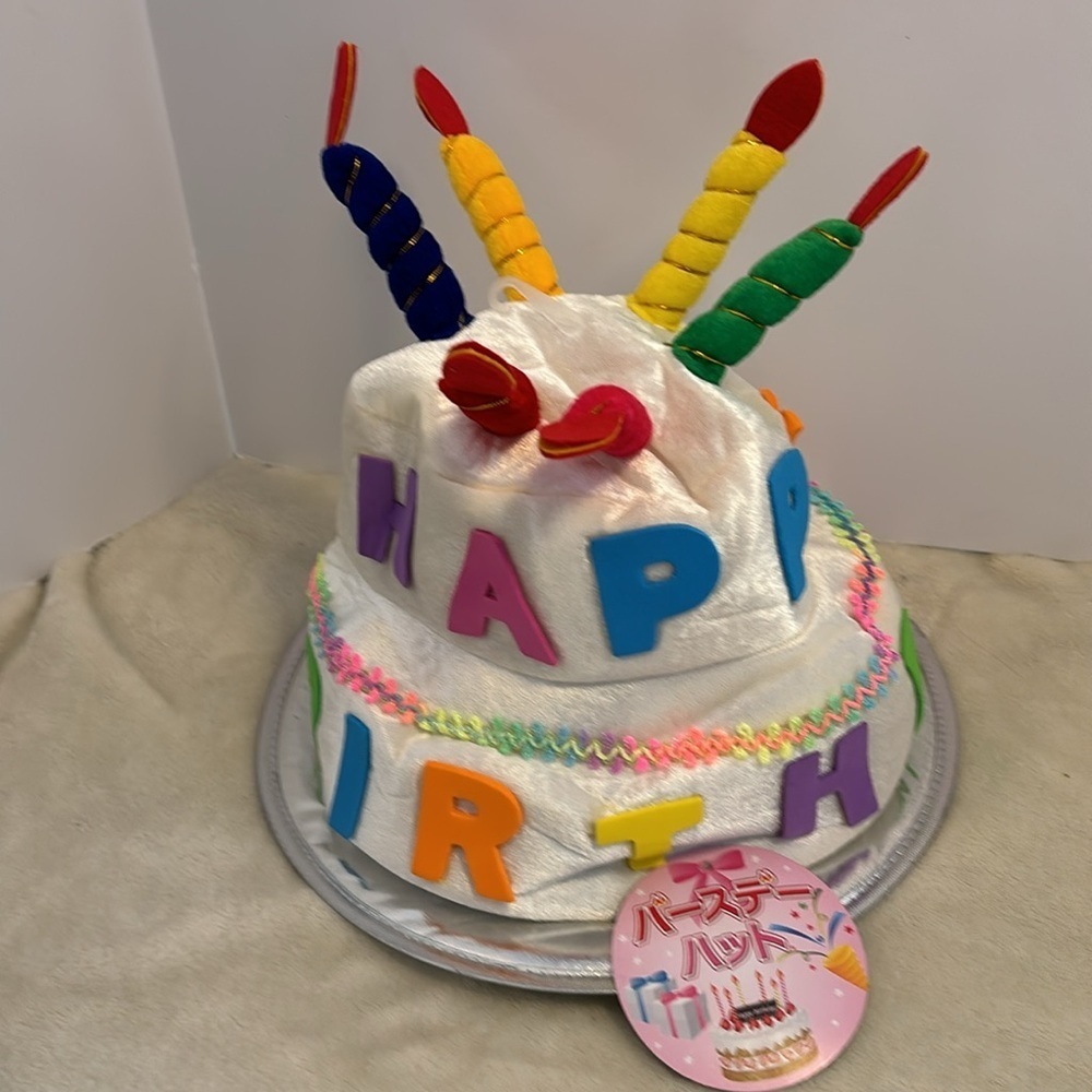 BIRTHDAY HAT ONE SIZE FUN AND FABULOUS WHIMSICAL HAS FAUX CANDLES ON TOP NWTS